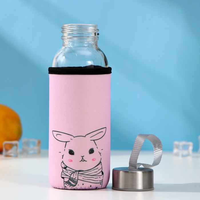 Бутылка для воды стеклянная в чехле «Лучшие друзья», 300 мл, h=16,5 см, рисунок МИКС Бутылка для воды стеклянная в чехле «Лучшие друзья», 300 мл, h=16,5 см, рисунок МИКС