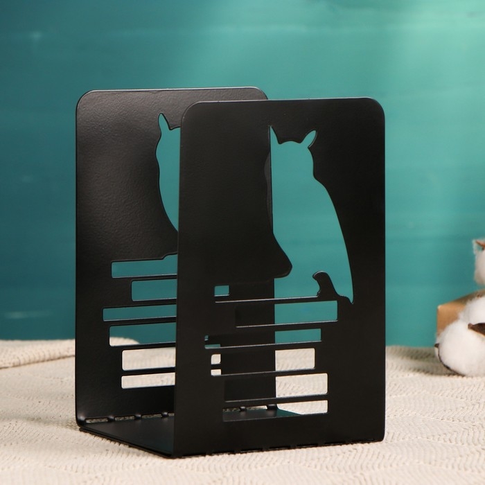 Держатель-подставка для книг  Держатель-подставка для книг "Сова на книгах" набор 2шт, черный