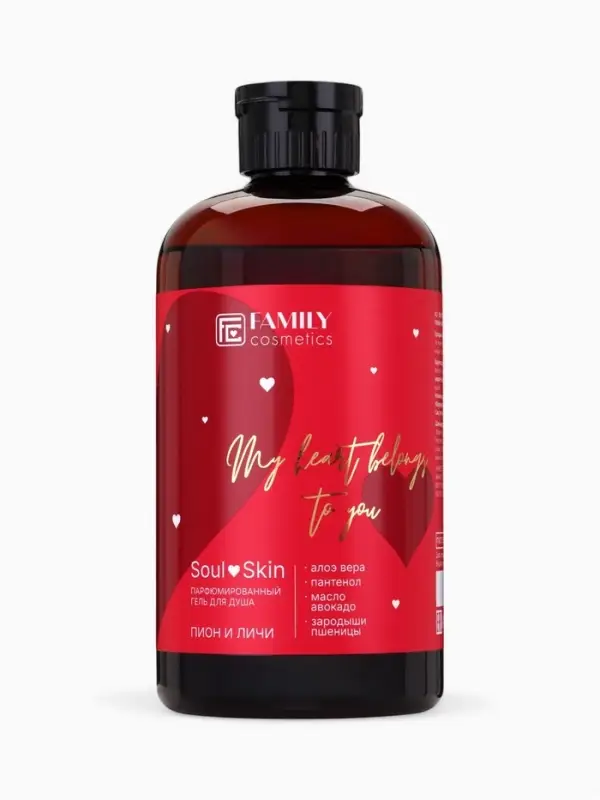 Гель для душа парфюмированный Soul&Skin пион и личи, 470 мл
