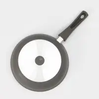 Сковорода KUKMARA &laquo;Мраморная&raquo;, d=26 см, стеклянная крышка, съёмная ручка, антипригарное покрытие, литой алюминий, серая