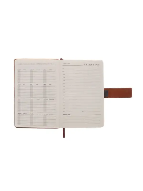 Ежедневник недатированный формат А5, с хлястиком, 128л, линия, пвх, Коричневый Ежедневник недатированный формат А5, с хлястиком, 128л, линия, пвх, Коричневый