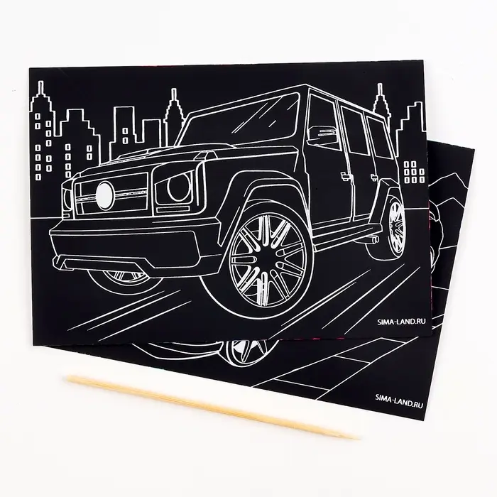 Гравюра детская «Крутые машины», 2 шт., 10×15 см