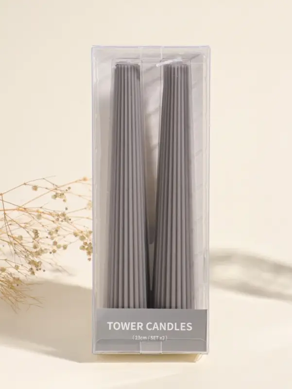 Набор свечей, 3.5х23 см, 2 шт "Башня" серый асфальт 4х9,5х25 см