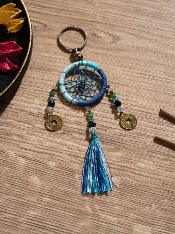 Брелок Брелок "Ловец снов" 4х15 см. сине-голубой