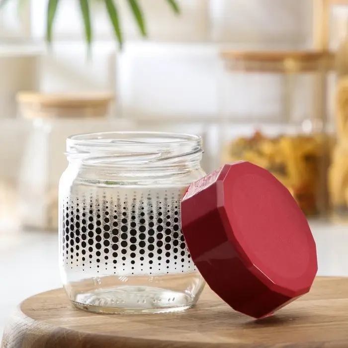 Банка стеклянная для сыпучих продуктов «Круги», 400 мл, цвет МИКС Банка стеклянная для сыпучих продуктов «Круги», 400 мл, цвет МИКС