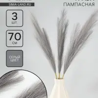 Сухоцветы искусственные &laquo;Пампасная трава&raquo;, 70 см, 3 шт., серый