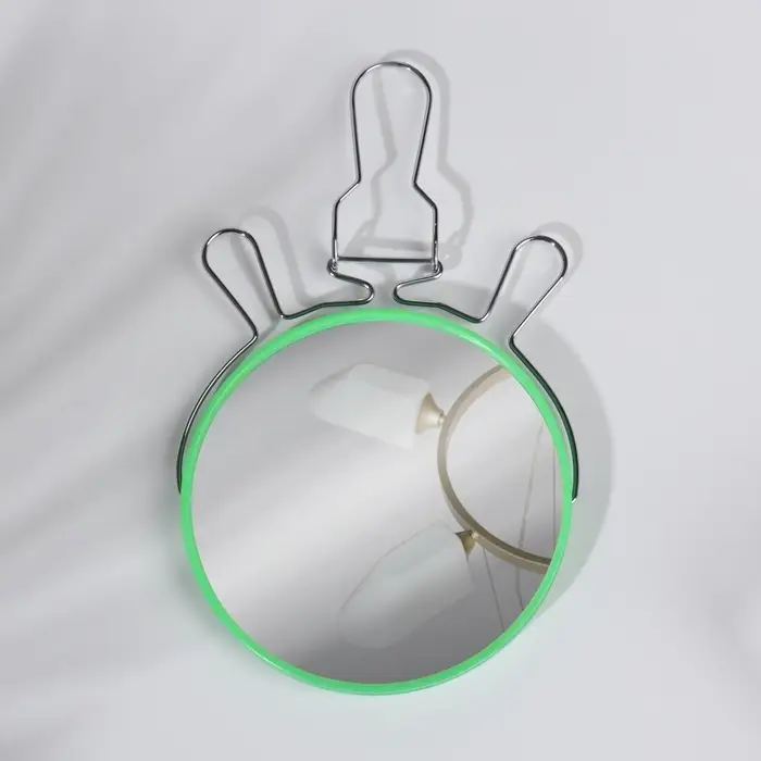 Зеркало настольное, с увеличением х2, круглое, настенное, двустороннее, 14.5&times;17 см, (d=13.5 см), МИКС