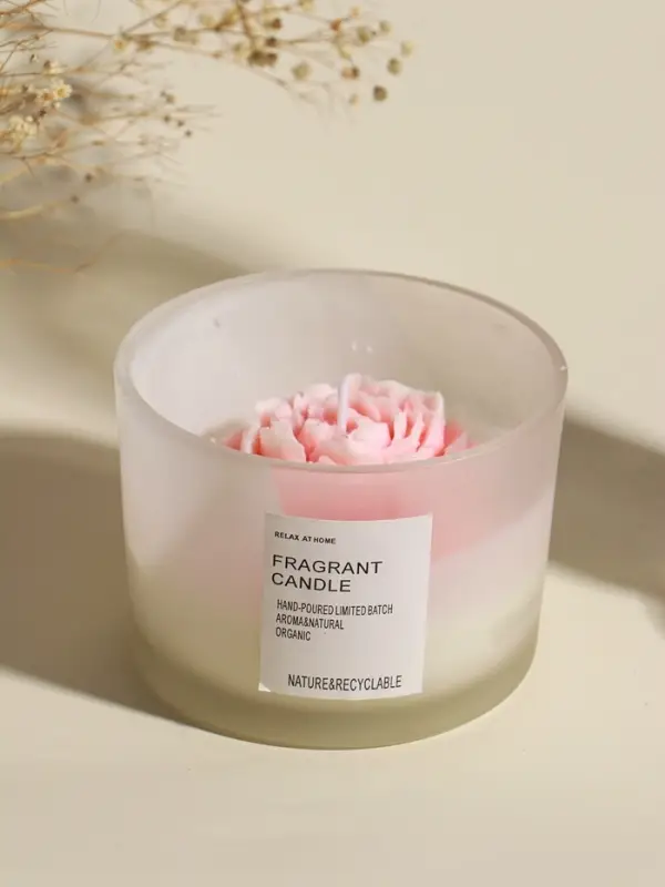 Свеча интерьерная в стакане Свеча интерьерная в стакане "Нежно-розовый пион" 11х11х8 см