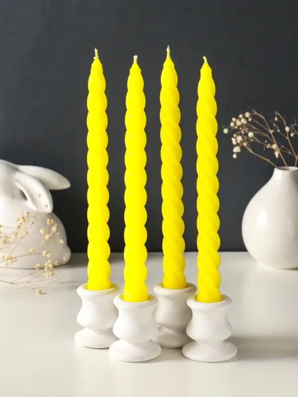 Набор свечей витых, 2.3&times;24.5 см, 5 ч, 50 г, 4 шт., жёлтый, в подарочной коробке