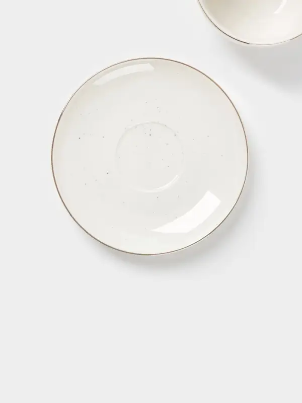 Чайная пара Доляна &laquo;Млечный путь&raquo;, 2 предмета: чашка 220 мл, блюдце d=13.5 см, фарфор, белая в крапинку