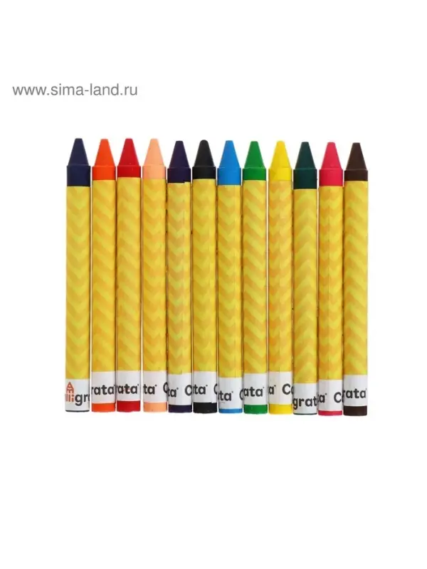 Мелки восковые Calligrata, цветные, 12 цветов, 93&times;8 мм