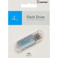 Флешка Smartbuy V-Cut, 4 ГБ, USB 2.0, чтение до 25 Мб/с, запись до 15 Мб/с, синяя