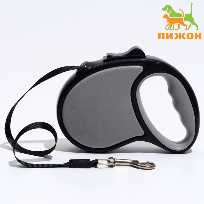 Рулетка Рулетка "Стиль", под кожу, 3 м, вес животного до 15 кг, чёрно-серая
