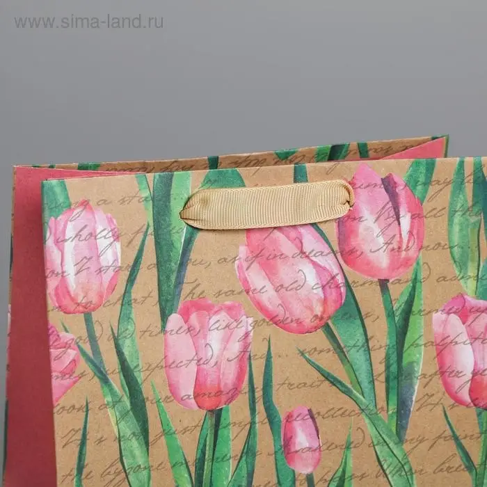 Пакет подарочный крафтовый, упаковка, «Тюльпаны», MS 18 х 23 х 10 см Пакет подарочный крафтовый, упаковка, «Тюльпаны», MS 18 х 23 х 10 см