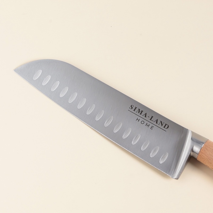 Нож кухонный сантоку SL Home «Калабрия», нержавеющая сталь, 18 см, бежевый Нож кухонный сантоку SL Home «Калабрия», нержавеющая сталь, 18 см, бежевый