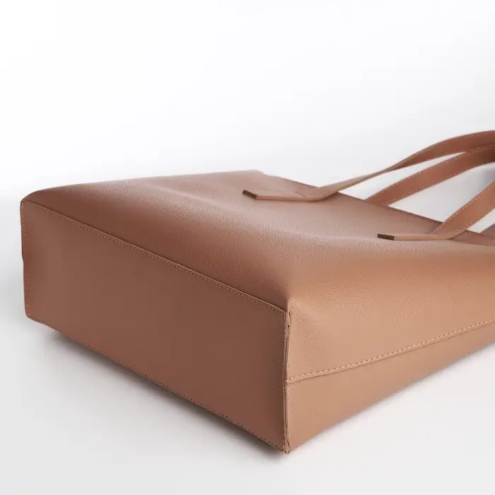 Сумка-шопер женская TEXTURA на молнии, размер 34&times;11&times;31 см, однотонная, бежевая