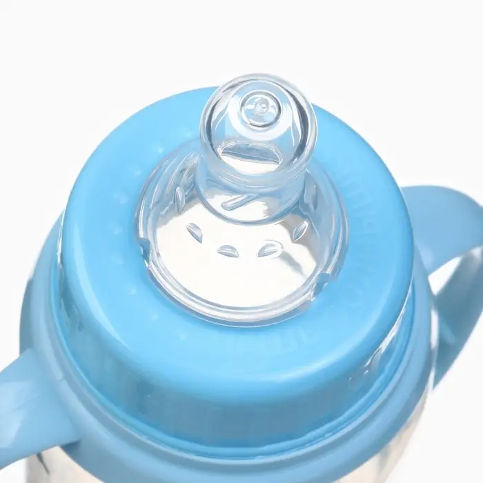 Бутылочка для кормления M&B &laquo;Сыночек&raquo;, классическое горло, с ручками, от 3 мес., 250 мл., голубой