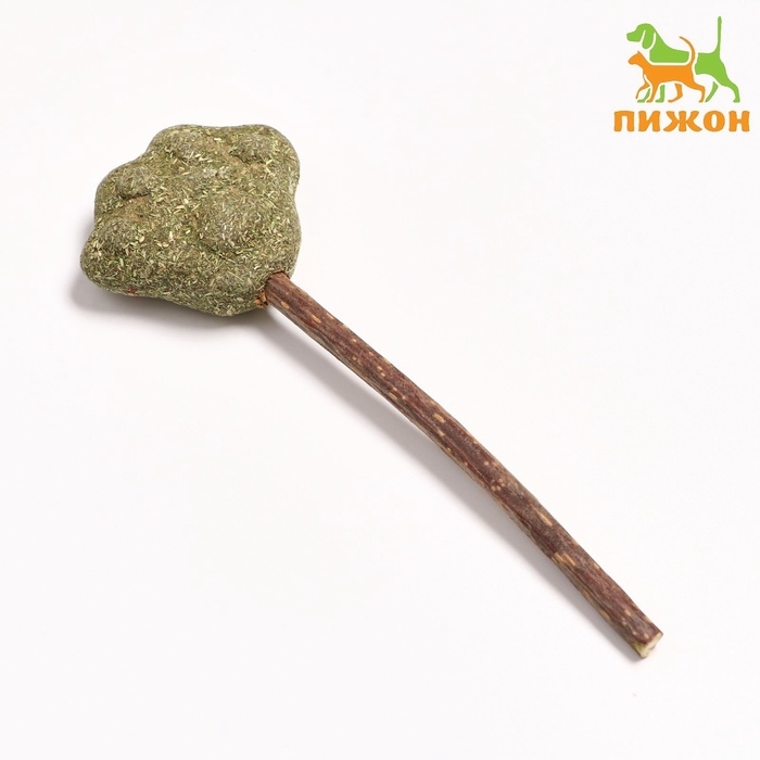 Игрушка для кошек из кошачьей мяты  Игрушка для кошек из кошачьей мяты "Лапа" на палочке из мататаби, 13 см