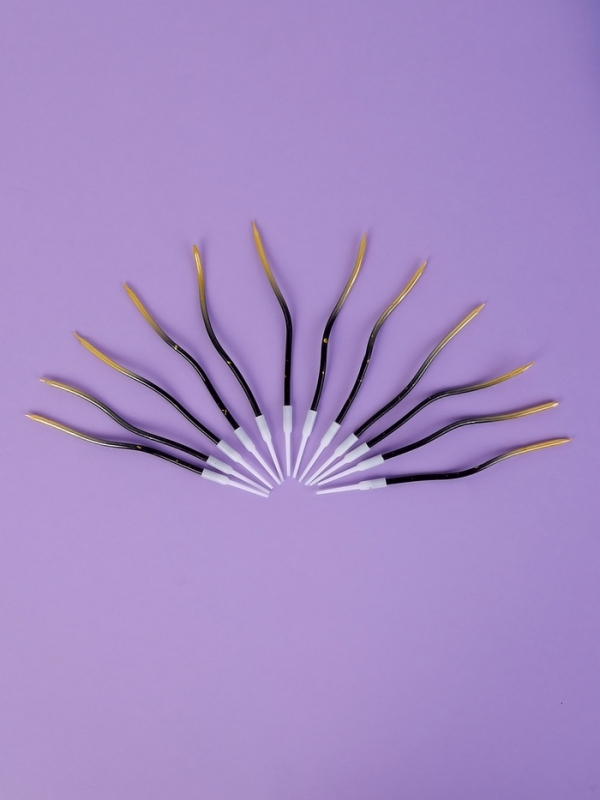 Свечи для торта Свечи для торта "Серпантин", 12 шт, градиент золотой и черный