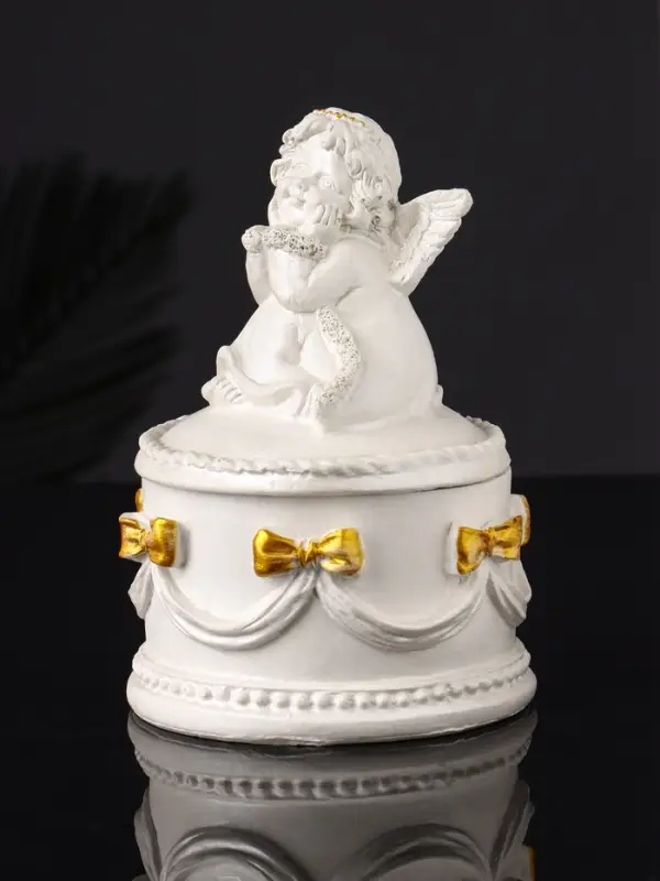 Шкатулка с бантами Шкатулка с бантами "Ангел " 12х9 см, перламутр