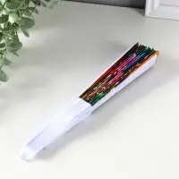 Веер пластик, текстиль "Пластилиновые цветы" МИКС 23 см Веер пластик, текстиль "Пластилиновые цветы" МИКС 23 см