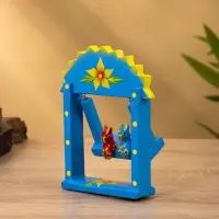 Сувенир "Зайки на качелях" дерево 11х5,4х14,4 см, цв. синий