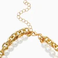 Колье многослойное с подвесками &laquo;Жемчуг с цветами&raquo;, 3 уровня, 34, 36, 40 см, медь, белое в золоте