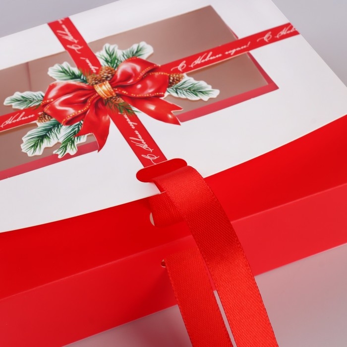 Коробка новогодняя складная «Бант новогодний» 16.5 х 12.5 х 5 см, Новый год Коробка новогодняя складная «Бант новогодний» 16.5 х 12.5 х 5 см, Новый год