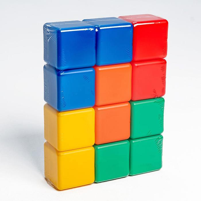Набор цветных кубиков, 6 × 6 см, 12 штук Набор цветных кубиков, 6 × 6 см, 12 штук