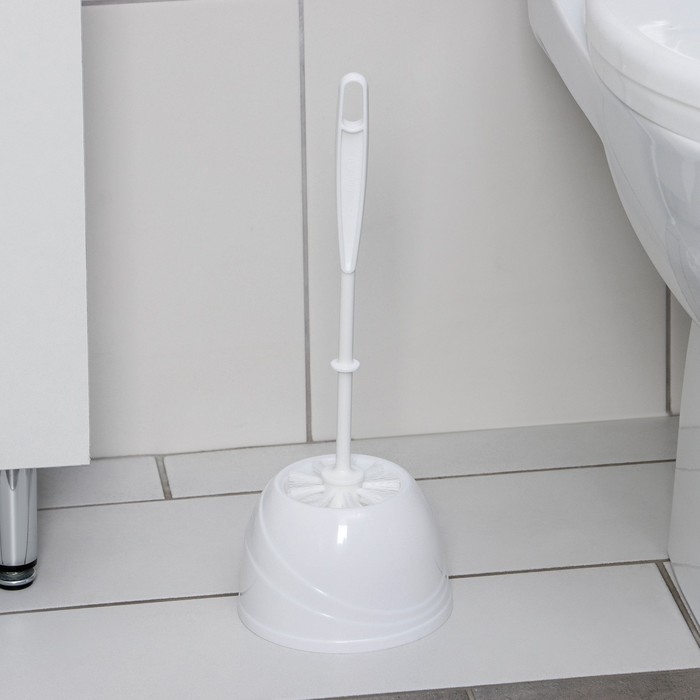 Ёршик для унитаза с подставкой BEROSSI Aqua, 13×13×36 см, цвет белый Ёршик для унитаза с подставкой BEROSSI Aqua, 13×13×36 см, цвет белый