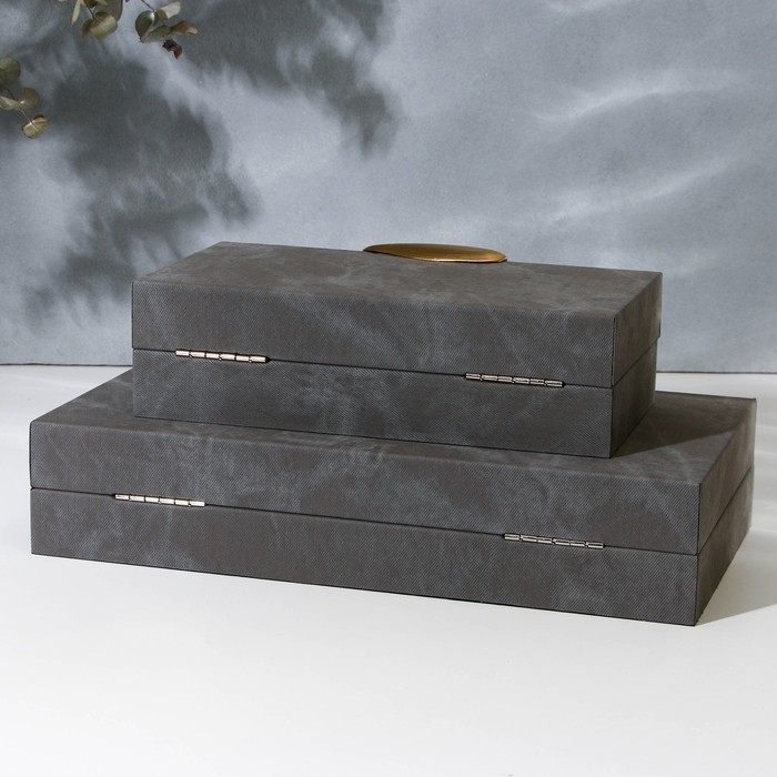 Шкатулка для украшений «Серый мрамор» экокожа, набор 2 шт. Шкатулка для украшений «Серый мрамор» экокожа, набор 2 шт.