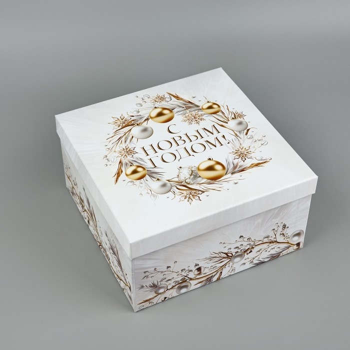 Набор подарочных коробок 10 в 1 «Белая роскошь», 10.2 х 10.2 х 6–28.2 х 28.2 х 15 см, Новый год
