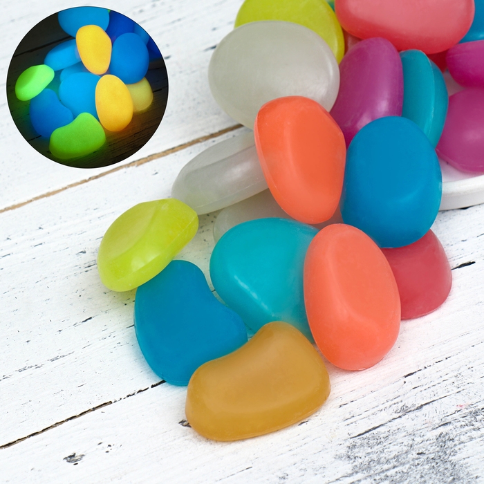 Декоративные камни для аквариума, светящиеся, 45 мм, 200 г, микс Декоративные камни для аквариума, светящиеся, 45 мм, 200 г, микс