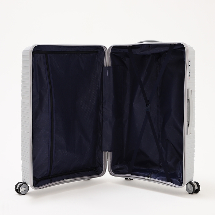 Чемодан большой 100 л (L), отдел на молнии, кодовый замок, 4 колеса, цвет серый Чемодан большой 100 л (L), отдел на молнии, кодовый замок, 4 колеса, цвет серый