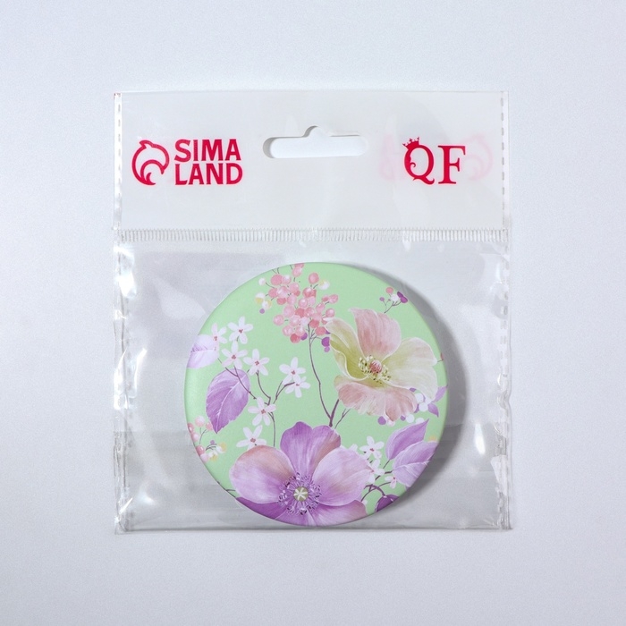 Зеркало складное «Цветы», d = 7,5 см, цвет зелёный Зеркало складное «Цветы», d = 7,5 см, цвет зелёный