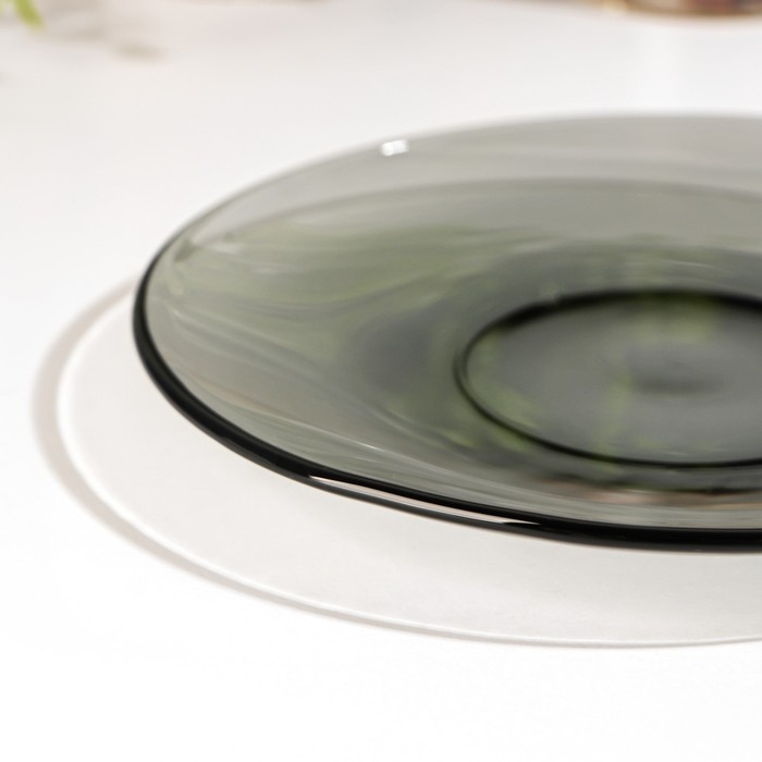 Тарелка стеклянная десертная Basilico. Lava Grey, d=17 см, цвет серый