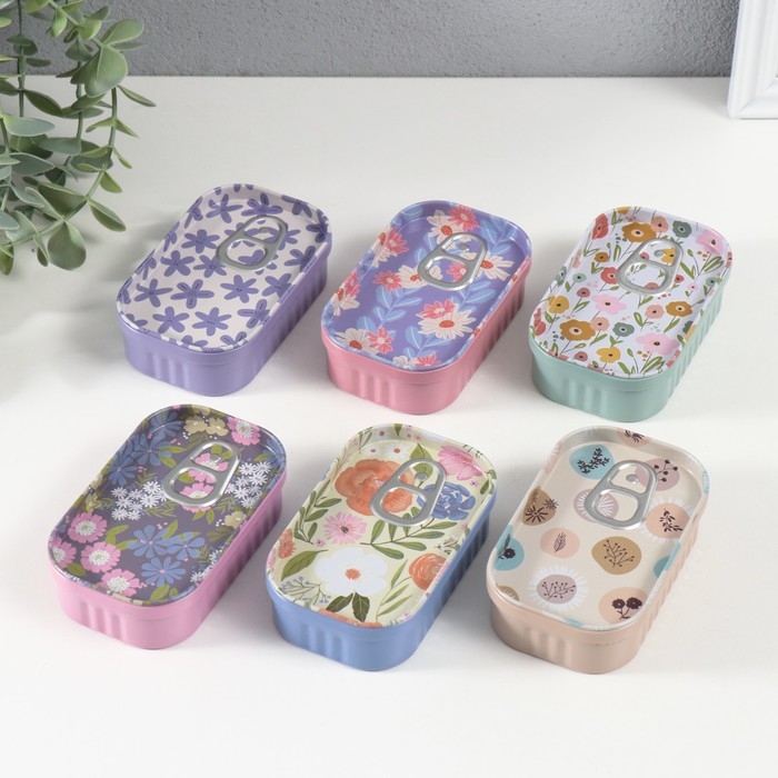 Шкатулка металл Шкатулка металл "Цветочные мотивы" МИКС 10х6,5х3 см