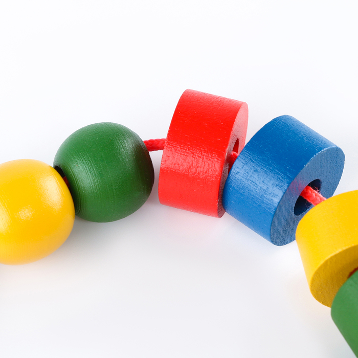 Шнуровка «Шарики и шайбочки», бусы геометрические цветные Шнуровка «Шарики и шайбочки», бусы геометрические цветные