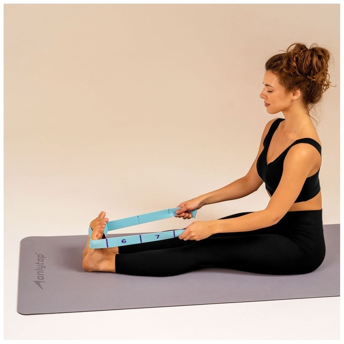 Эспандер-лента ONLYTOP, эластичная, с захватами, 90х4 см, цвет голубой