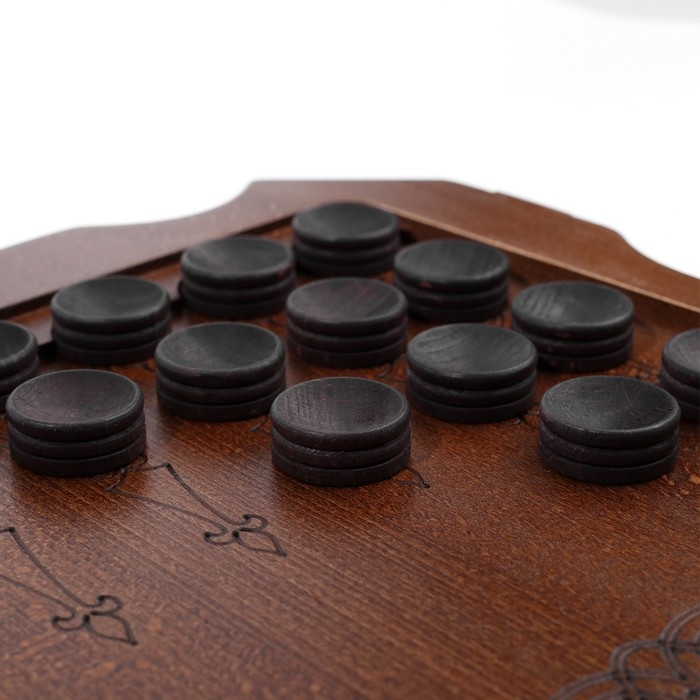 Нарды деревянные большие, резные, настольная игра  Нарды деревянные большие, резные, настольная игра "Герб", бук, патина, 60 х 60 см