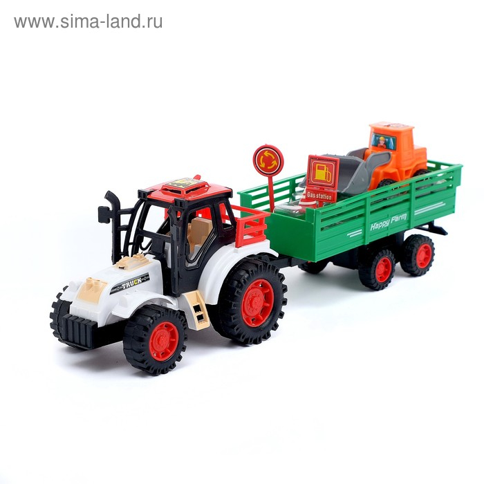 Трактор инерционный «Фермер», с прицепом, цвета МИКС Трактор инерционный «Фермер», с прицепом, цвета МИКС