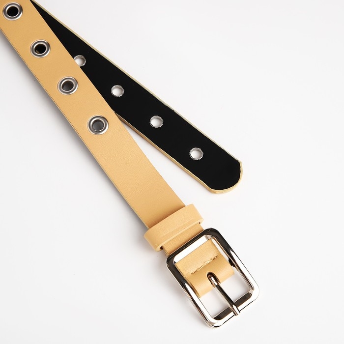 Ремень женский, ширина 2.5 см, люверсы, пряжка металл, цвет бежевый Ремень женский, ширина 2.5 см, люверсы, пряжка металл, цвет бежевый