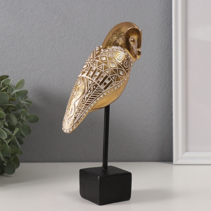 Сувенир полистоун Сувенир полистоун "Золотая сова сипуха" геометрические узоры 10,8х7,3х21 см
