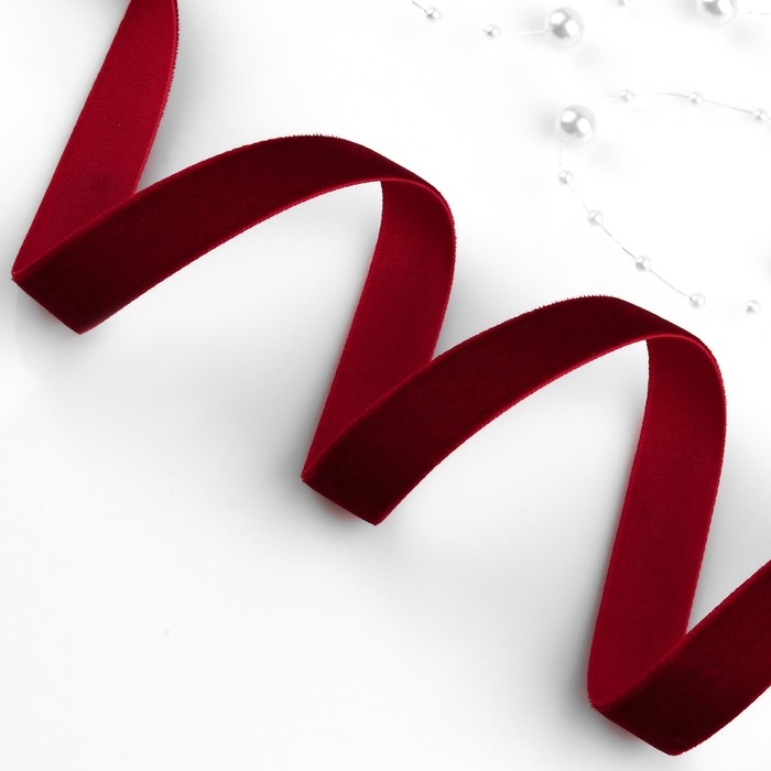 Лента бархатная, 15 мм, 18 ± 1 м, цвет бордовый №43 Лента бархатная, 15 мм, 18 ± 1 м, цвет бордовый №43