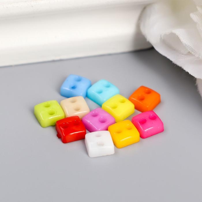 Пуговицы пластик для творчества 2 прокола Пуговицы пластик для творчества 2 прокола "Цветные квадратики" микро набор 80 шт 0,6х0,6см