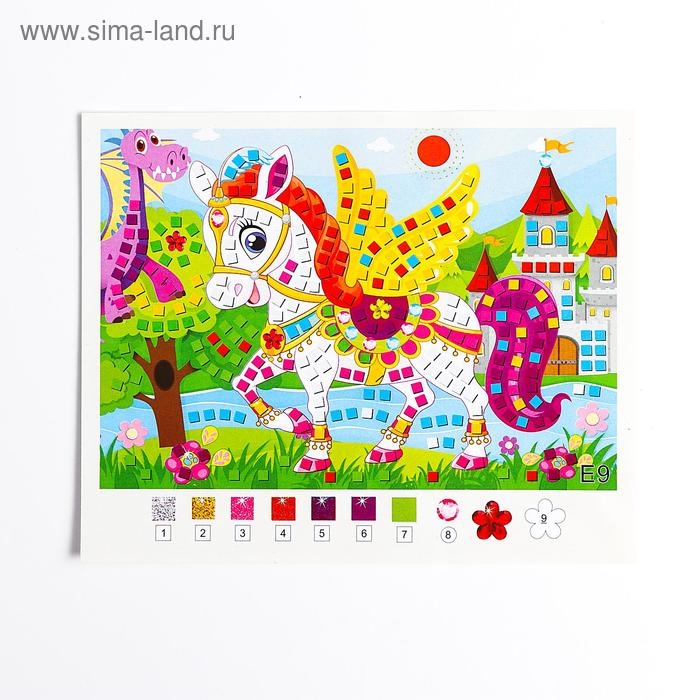 Мозаика стикерная «Пегас» блестки, стразы Мозаика стикерная «Пегас» блестки, стразы