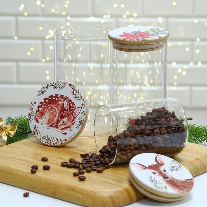 Банка для хранения новогодняя Дорого внимание «Оленёнок», стекло, 450 мл
