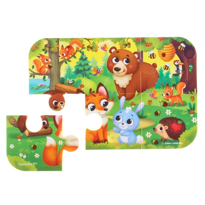 Мягкий пазл для малышей «Лесные зверята», 6 деталей, Крошка Я Мягкий пазл для малышей «Лесные зверята», 6 деталей, Крошка Я