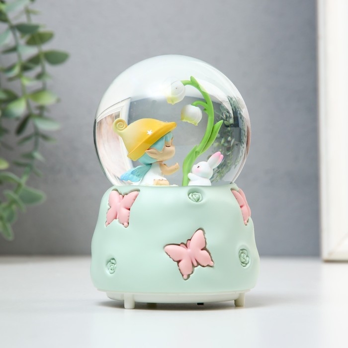 Сувенир полистоун водяной шар свет, музыка Сувенир полистоун водяной шар свет, музыка "Малыш с кроликом" МИКС 8,5х8,5х12,8 см