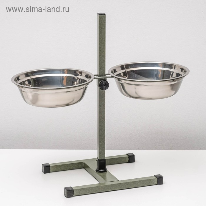 Подставка с мисками, 2 х 2,5 л, высота 60 см, разборная, зелёная Подставка с мисками, 2 х 2,5 л, высота 60 см, разборная, зелёная